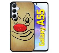 Coque Pour Galaxy A55 - Smiley Clown Nez Rouge - Silicone - Noir