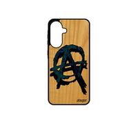 Coque pour galaxy A56 5G bois silicone anarchie ni dieu ni maitre graff hardrock anarchy metal frêne solide revolution punk rock pour Samsung