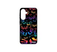 Coque pour galaxy A56 5G silicone empreinte main coloré etui fantaisie trace de imprimé Violet rasta peinture arc en ciel et pour Samsung