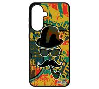 Coque Pour Galaxy A56 5g Silicone Homme Moustache Tpu Monsieur Noir Bumper Rigide Charlie Chapeau Melon Vintage Tag Sm-A566b/Ds Pour Samsung