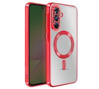 Coque pour Galaxy A56 Compatible MagSafe avec Contour Chromé Rouge