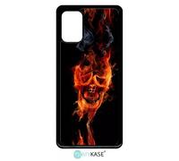 Coque Pour Galaxy A71 - Tête De Mort En Feu - Noir