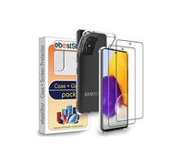 Coque pour Galaxy A72 Gel Silicone Coins Rebords Renforcés Antichoc, Transparent + 2 Films VERRE Trempé