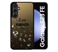 Coque Pour Galaxy S23 Fe - Je Suis Parfaite Ou Presque Fond Diamant - Silicone - Noir