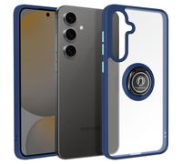 Coque pour Galaxy S24 FE Antichoc avec Anneau Magnétique Rotatif Finition Givrée Bleu nuit