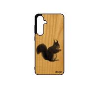 Coque pour galaxy S24 FE en bois silicone ecureuil frêne jolie smartphone animaux nature gris foret housse dessin design animal pour Samsung