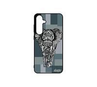 Coque pour galaxy S24 FE silicone elephant tribal geometrique homme azteque cadeau fete des peres housse Gris sagesse animal pour Samsung