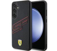 Coque Pour Galaxy S24 Ferrari En Cuir Synthétique Noir Avec Logo En Métal