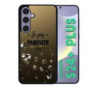 Coque Pour Galaxy S24+ - Je Suis Parfaite Ou Presque Fond Diamant - Silicone - Noir