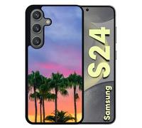 Coque Pour Galaxy S24 - Palmiers Los Angeles - Silicone - Noir