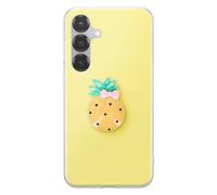 Coque pour Galaxy S24 / S25 avec Motif Ananas en Relief 3D et Contour Surélevé Jaune