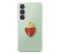 Coque pour Galaxy S24 / S25 avec Motif Fraise en Relief 3D et Contour Surélevé Vert