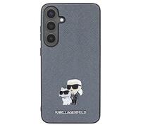 Coque pour Galaxy S24 Saffiano Karl et Choupette Rigide Élégant Gris