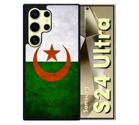 Coque Pour Galaxy S24 Ultra - Drapeau Algérie - Silicone - Noir
