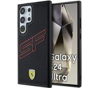 Coque Pour Galaxy S24 Ultra Ferrari En Cuir Synthétique Noir Avec Logo En Métal