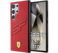 Coque Pour Galaxy S24 Ultra Ferrari En Cuir Synthétique Rouge Avec Logo En Métal