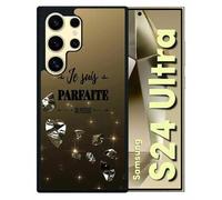 Coque Pour Galaxy S24 Ultra - Je Suis Parfaite Ou Presque Fond Diamant - Silicone - Noir