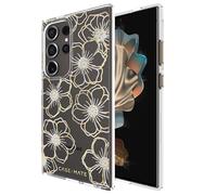 Coque pour Galaxy S24 Ultra Motif Floral Gems Élégant Rigide Zizo Dorée