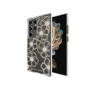 Coque pour Galaxy S24 Ultra Motif Floral Gems Élégant Rigide Dorée