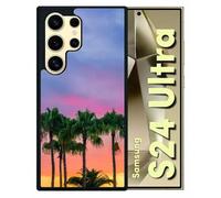 Coque Pour Galaxy S24 Ultra - Palmiers Los Angeles - Silicone - Noir