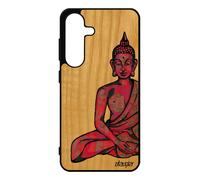 Coque Pour Galaxy S25 Bois Silicone Bouddha Housse Cadeau D'anniversaire Tpu Graphique Tibet Rigide Hindou Image Telephone Soleil Pour Samsung