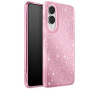 Coque pour Galaxy S25 Edge Conception Bi-Matière et Finition Pailletée Rose