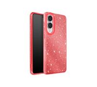 Coque pour Galaxy S25 Edge Conception Bi-Matière et Finition Pailletée Rouge