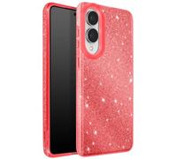 Coque pour Galaxy S25 Edge Conception Bi-Matière et Finition Pailletée Rouge