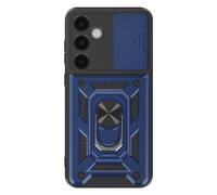 Coque pour Galaxy S25 FE avec Cache Caméra Coulissante et Bague Magnétique Mayaxess Bleu nuit