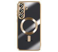Coque pour Galaxy S25 FE MagSafe Souple Antichocs avec Contour Chromé Dorée