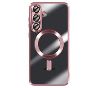 Coque pour Galaxy S25 FE MagSafe Souple Antichocs avec Contour Chromé Rose