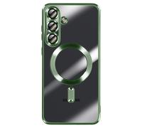 Coque pour Galaxy S25 FE MagSafe Souple Antichocs avec Contour Chromé Vert
