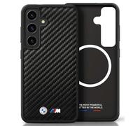 Étui BMW Leather Carbon MagSafe pour Samsung Galaxy S25+ noir