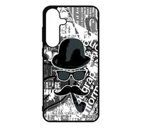 Coque Pour Galaxy S25+ Plus Silicone Moustache 4g Peinture Telephone Pipe Antichoc Motif Portable Monsieur Journal Vintage Gris Pour Samsung