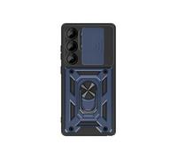 Coque pour Galaxy S25 Ultra avec Cache Caméra Coulissante et Bague Magnétique Mayaxess Bleu nuit