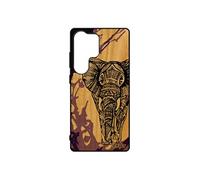Coque pour galaxy S25 Ultra bois silicone elephant Violet motif sagesse d'asie case animal smartphone dessin etui ethnique tribal pour Samsung