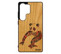 Coque Pour Galaxy S25 Ultra En Bois Et Silicone Panda Multicolore Pastel Cadeau De Noel 4g Case Animal Tribal Rouge Ethnique Pour Samsung