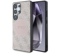 Coque Pour Galaxy S25 Ultra Guess En Cuir Synthétique Rose MagSafe Logo Doré