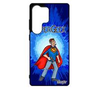 Coque Pour Galaxy S25 Ultra Silicone Super Geek Humour Heros Drole Jeux Video Play Bleu Console Noir Portable Made In France Pour Samsung