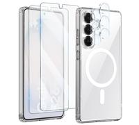 Coque MagSafe pour Galaxy S26 avec 2 Verres Trempés et 2 Films Protection Caméra Transparent