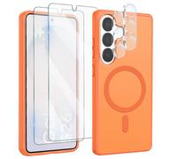 Coque pour Galaxy S26, 2 Verres Trempés et 2 Films Protection Caméra, Orange