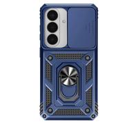 Coque pour Galaxy S26 avec Bague Support et Cache Caméra Coulissant Bleu