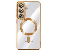Coque pour Galaxy S26 MagSafe Souple Antichocs avec Contour Chromé Dorée