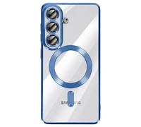 Coque pour Galaxy S26 Plus MagSafe Souple Antichocs avec Contour Chromé Bleu