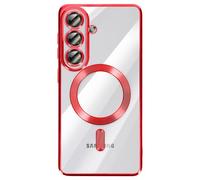 Coque pour Galaxy S26 Plus MagSafe Souple Antichocs avec Contour Chromé Rouge