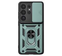 Coque pour Galaxy S26 Ultra avec Bague Support et Cache Caméra Coulissant Vert