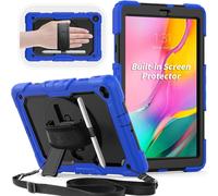 Coque Pour Galaxy Tab A9 Plus 11 Pouces 2023, Coque Antichoc Pour Galaxy Tab A9 Plus Avec Protecteur D'écran, Support Rotatif À 360°/Dragonne, Bandoulière, Avec Porte-Stylo, Bleu
