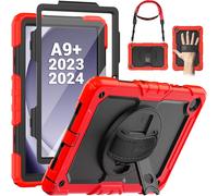 Coque Pour Galaxy Tab A9 Plus 11 Pouces 2023, Coque Antichoc Pour Galaxy Tab A9 Plus Avec Protecteur D'écran, Support Rotatif À 360°/Dragonne, Bandoulière, Avec Porte-Stylo, Bleu