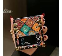 Coque pour Galaxy Z Flip 4 ou 3, Coque de Protection en TPU, Coque Pliable Rétro Fleur avec Anneau de Béquille, Design Anti-alip, Cadeau d'anniversaire pour Fille, Amis, Petite (avec Cordon et