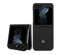 Coque Pour Galaxy Z Flip 5 Mercedes En Cuir Véritable Noir Étoile Métal